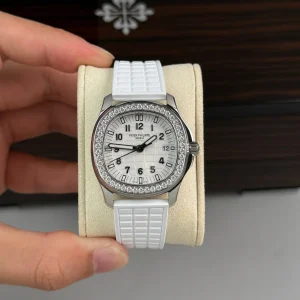 Patek Philippe Aquanaut 5067A-025 35.6mm White Dial Diamond Bezel Moissanite Steel
