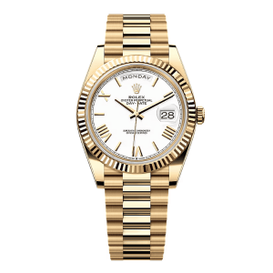 Clean Factory Rolex Day-Date 40mm 228238 President , White Dial, Gold Fluted Bezel, 18K Gold wrapped 904L Steel, Best Edition 3255 Movement