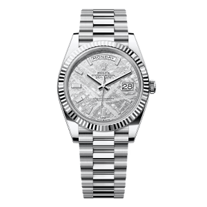 Clean Factory Rolex Day-Date 40mm 228396TBR President Meteorite Dial with Baguette Diamonds, Diamond Bezel, 904L Steel, Best Edition 3255 Movement