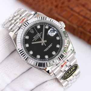 Clean Factory Rolex Datejust 126334 Black Dial Fluted Bezel OysterJubilee Bracelet 904L Steel 3235 Movement 41mm Mens Watch