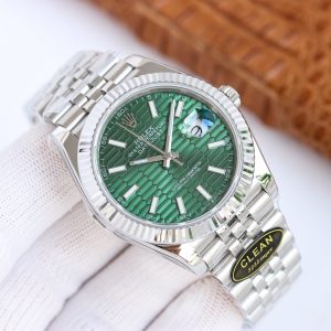 Clean Factory Rolex Datejust 126334 Green Fluted Motif Dial Fluted Bezel OysterJubilee Bracelet 904L Steel 3235 Movement 41mm Mens Watch