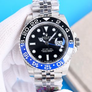 Clean Factory Rolex GMT Master Batman Black Dial Black&Blue Ceramic Bezel Jubilee Bracelet 904L Steel 31863285 Movement
