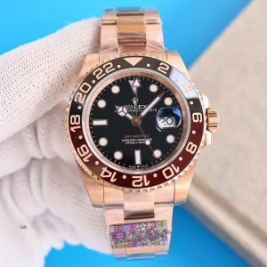 Clean Factory Rolex GMT Master Root Beer Black Dial Brown&Gold Ceramic Bezel Rose Gold Bracelet 904L Steel 31863285 Movement