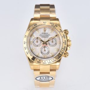 Clean Factory Rolex Daytona Chronograph White Dial Yellow Gold Bezel 904L Steel&Full Gold Bracelet 7750/4130 Movement
