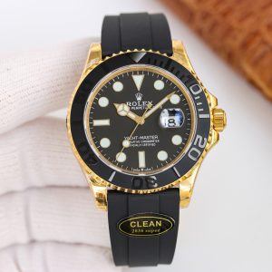 Clean Factory Rolex Yacht Master 40mm Black Dial 904L Steel Yellow Gold Case Oysterflex Rubber Strap 11 Best Edition 28363235 Movement