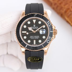 Clean Factory Rolex Yacht Master 40mm Black Dial 904L Steel Rose Gold Case Oysterflex Rubber Strap 11 Best Edition 28363235 Movement