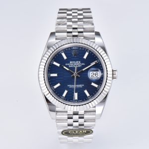 Clean Factory Rolex Datejust 36 Blue Fluted-Motif Dial Fluted Bezel Jubilee Bracelet 904L Steel 3235 Movement