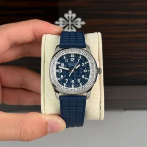 Patek Philippe Aquanaut 5067A-025 35.6mm Blue Dial Diamond Bezel Moissanite Steel