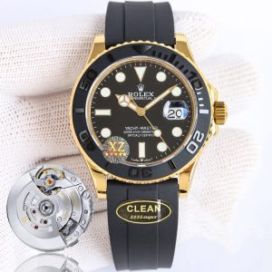Clean Factory Rolex Yacht Master 42mm Black Dial 904L Steel Yellow Gold Case Oysterflex Rubber Strap 11 Best Edition 28363235 Movement