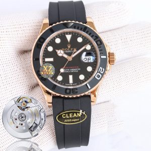 Clean Factory Rolex Yacht Master 42mm Black Dial 904L Steel Rose Gold Case Oysterflex Rubber Strap 11 Best Edition 28363235 Movement