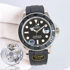 Clean Factory Rolex Yacht Master 42mm Black Dial 904L Steel 11 Best Edition Oysterflex Rubber Strap 28363235 Movement