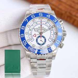 Clean Factory Rolex Yacht Master II 44mm White Dial Blue Ceramic Bezel 904L Steel 11 Best Edition 7750 Movement