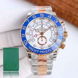 Clean Factory Rolex Yacht Master II 44mm White Dial Blue Ceramic Bezel 904L Steel With Rose Gold 11 Best Edition 7750 Movement