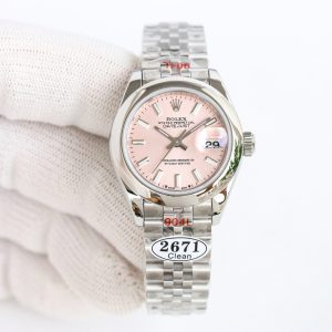 Clean Factory Rolex Lady Datejust 28mm Pink Dial Domed Bezel Jubilee Bracelet 904L Steel 2761 Movement