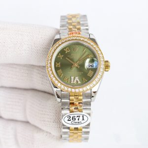 Clean Factory Rolex Lady Datejust 28mm Green Roman Dial Diamond Bezel Jubilee Bracelet 904L Steel&Yellow Gold 2761 Movement
