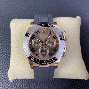 Clean Factory Rolex Daytona Chronograph Silver&Black Dial Black Ceramic Bezel Rose Gold Case Black Rubber Strap 7750/4130 Movement