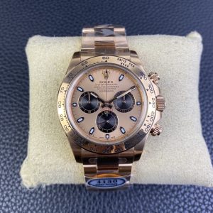 Clean Factory Rolex Daytona Chronograph Rose Gold&Black Dial Rose Gold Bezel&Case&Bracelet 7750/4130 Movement