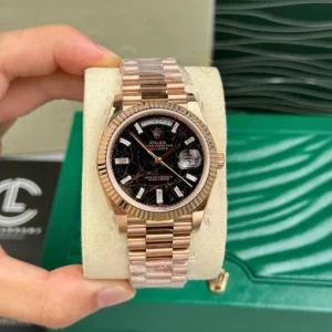 Clean Factory Rolex Day-Date 40mm 228235 President , “Oscars” Slate Ombré Dial, Rose Gold Fluted Bezel, 18K RoseGold wrapped 904L Steel, Best Edition 3255 Movement
