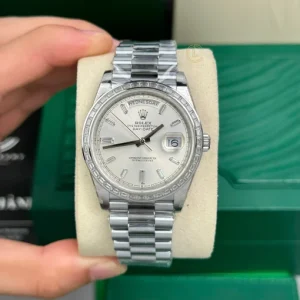 Clean Factory Rolex Day-Date 40mm 228396TBR President Meteorite Dial with Baguette Diamonds, Diamond Bezel, 904L Steel, Best Edition 3255 Movement