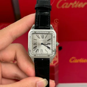 Cartier Santos – Dumont White Dial Benzel Swarovski 38mm x 27.5mm Steel Replica 1：1 – Top Quality Version