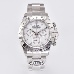 Clean Factory Rolex Daytona Chronograph White Dial Steel Bezel 904L Steel Bracelet 7750/4130 Movement
