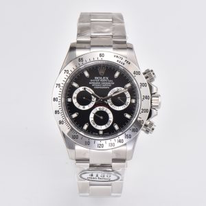 Clean Factory Rolex Daytona Chronograph Black Dial Steel Bezel 904L Steel Bracelet 7750/4130 Movement
